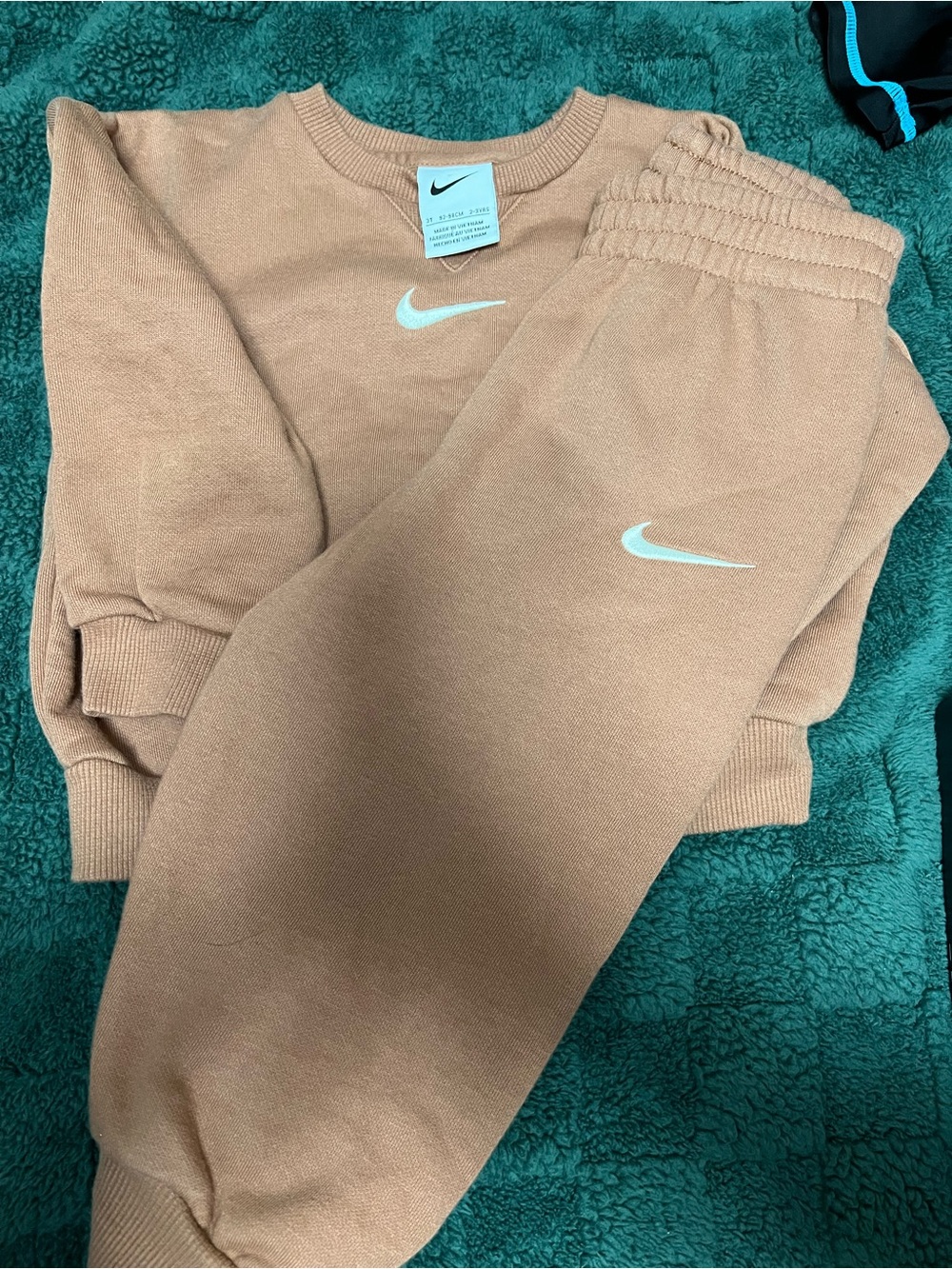 Nike Kids Tan Brown Crewneck Sweatshirt & Joggers Set